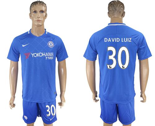 Chelsea #30 David Luiz Home Soccer Club Jersey - Click Image to Close